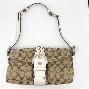 Coach Creamy White & Tan Canvas & Leather Purse